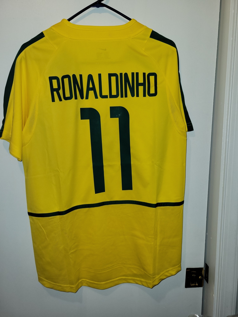 Men's Yellow/ Green Soccor Jersey RONALDINHO,  Number 11